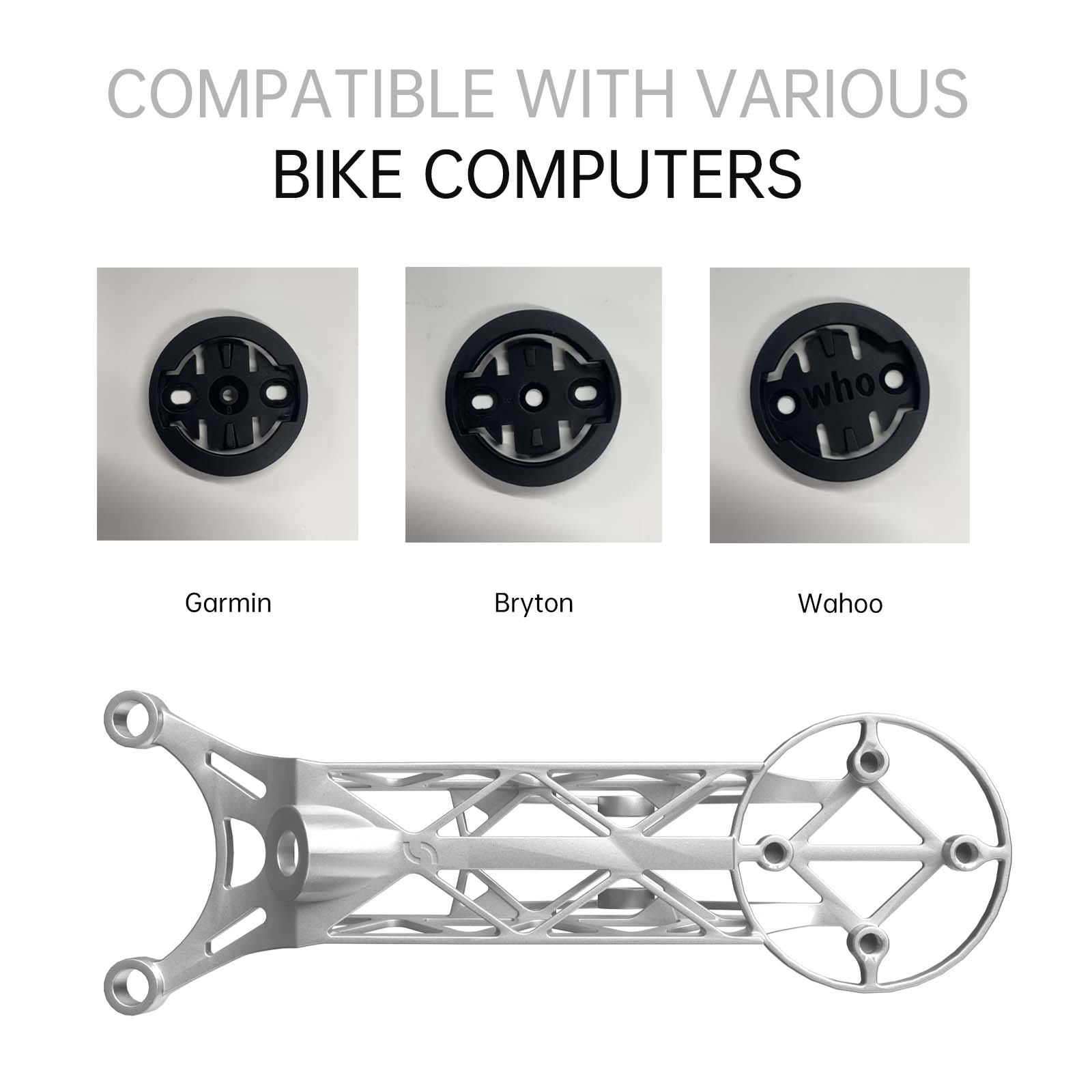 Big Rock 2nd Generation Integrated Handlebar Titanium Bike Mount, Samassi Ultra-Light High Strength Bike Mount, Fully Hollowed Design with various bike computers